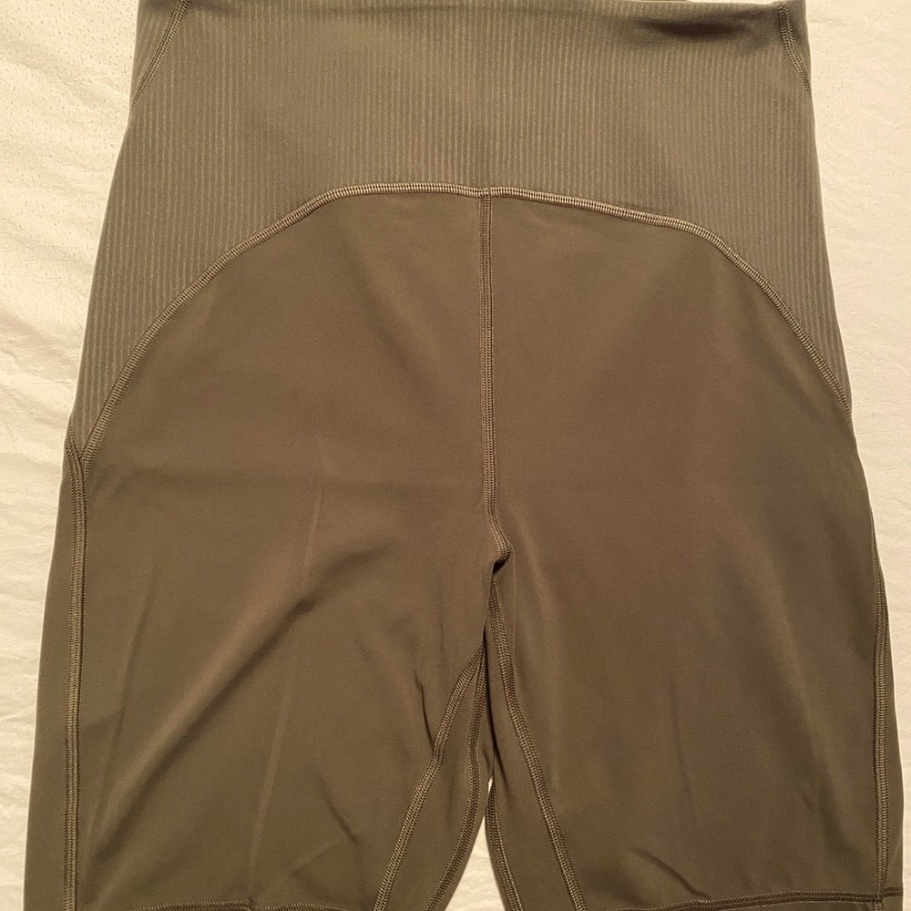 Olive green lululemon bike shorts